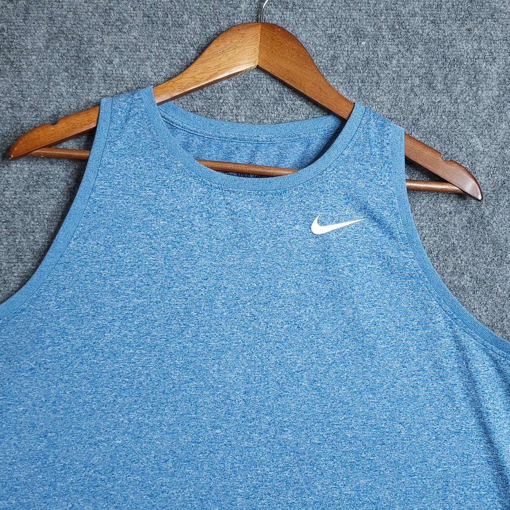 Nike Dri Fit Tank Tee Womens XL Blue Sleeveless Scoop Neck Running Training Gym